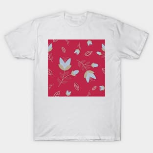Folk Floral repeat pattern in viva magenta T-Shirt